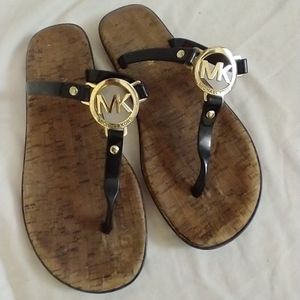 Micheal Kors Women's Logo Sandal Black Flip Flop